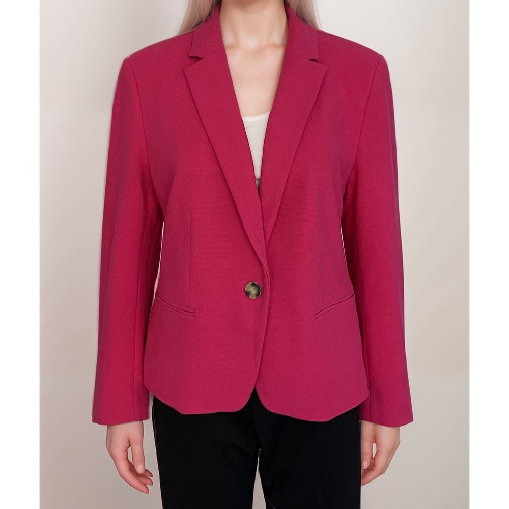 Ann Taylor Blazer Sz 10 Hot Pink Cotton Blend Feminine Office Work